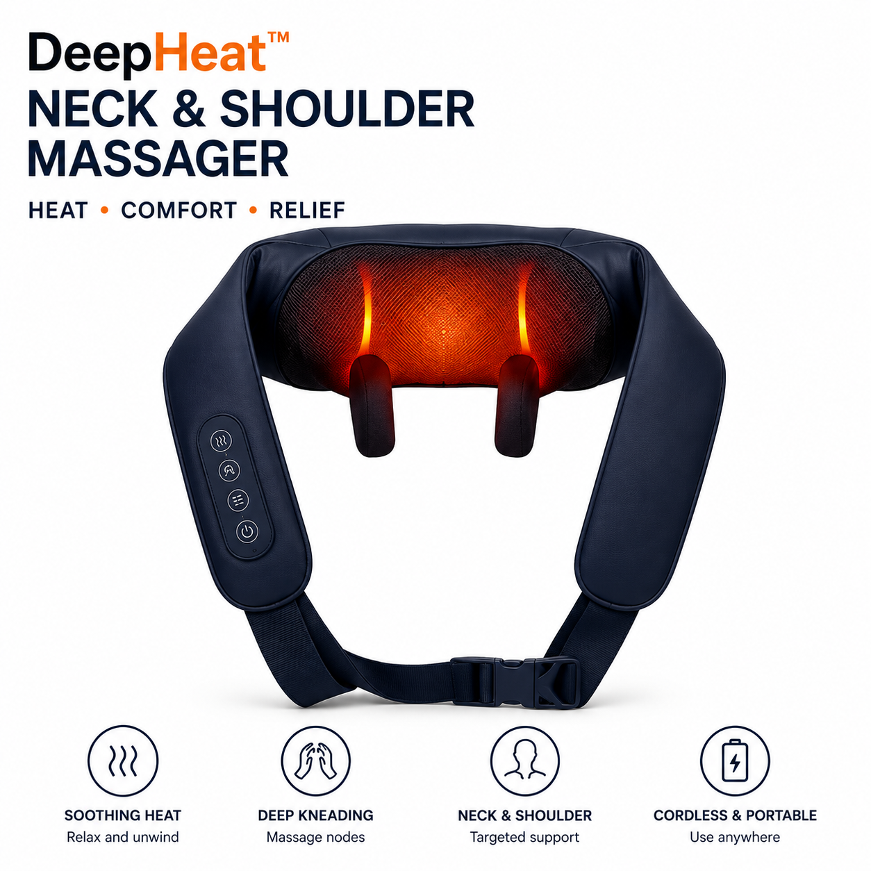 DeepHeat™ Neck & Shoulder Massager | Heat-Assisted Comfort
