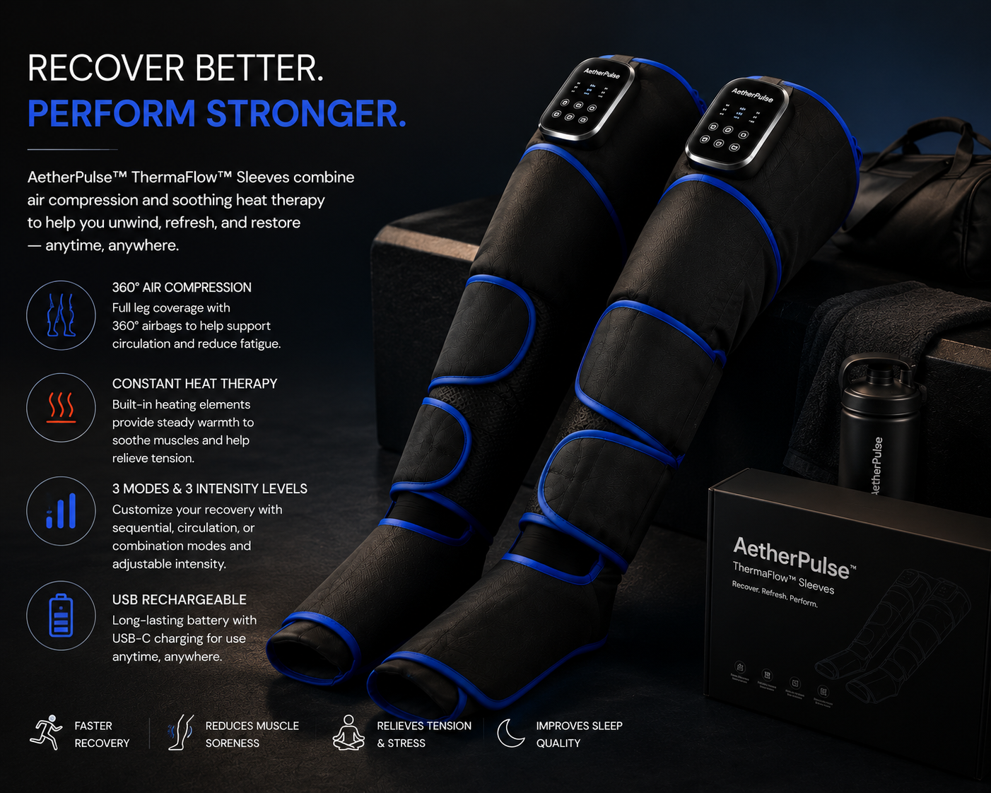 AetherPulse™ ThermaFlow™ Heated Compression Recovery Sleeves