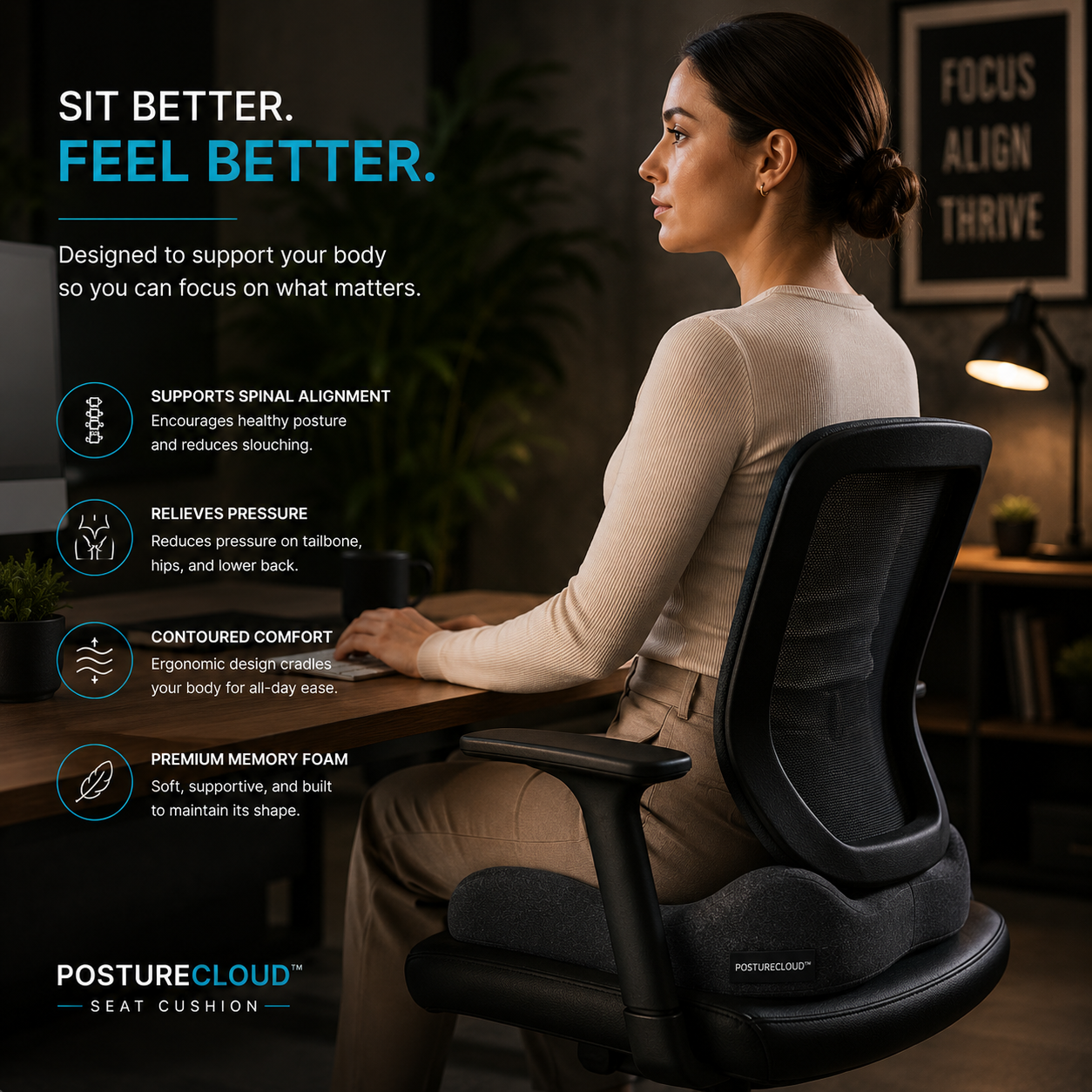 PostureCloud™ Ergonomic Seat Cushion