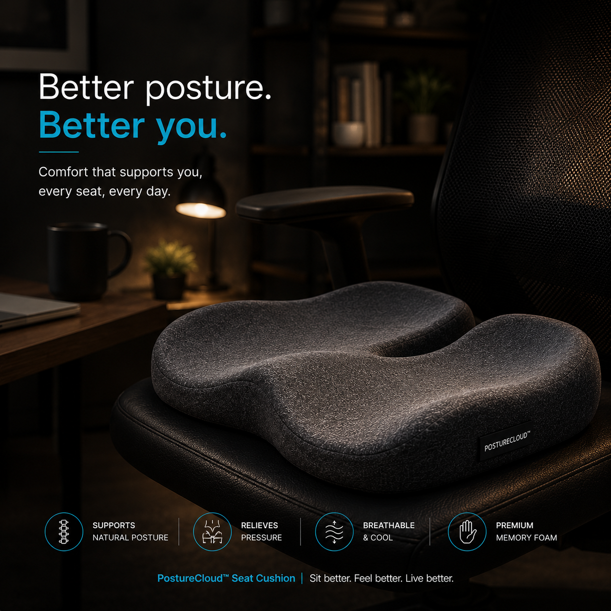 PostureCloud™ Ergonomic Seat Cushion